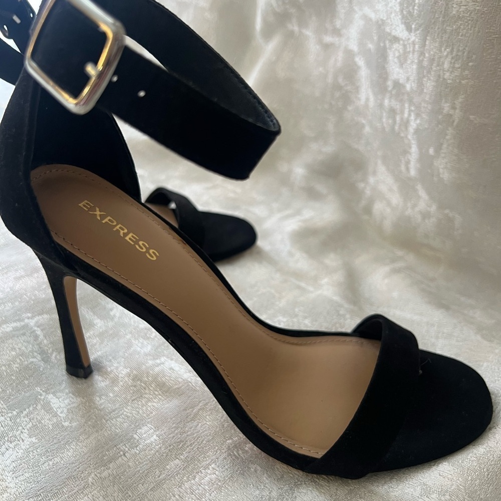 Express Black Suede Heels with Stiletto Design - Picture 3 of 9